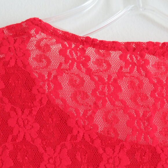 Red Lace Short sleeves Vintage Woman’s top size S - Picture 5 of 5